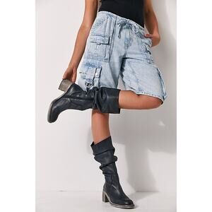 NEW Free People Essential Tall Leather Slouch Knee Boot 36 Block Heel